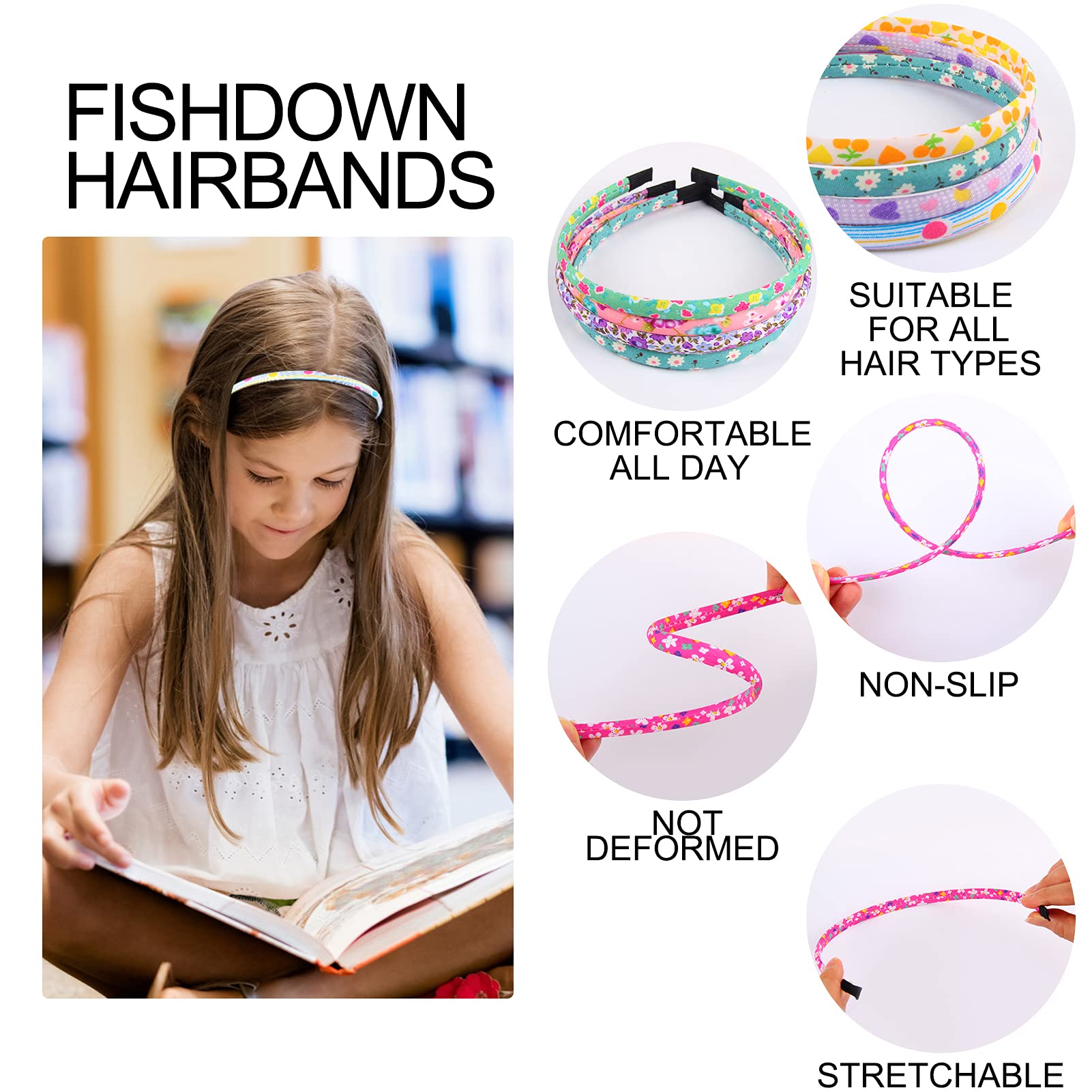 Fishdown headbands cloth-covered design provides sturdy, comfy wear for active kids