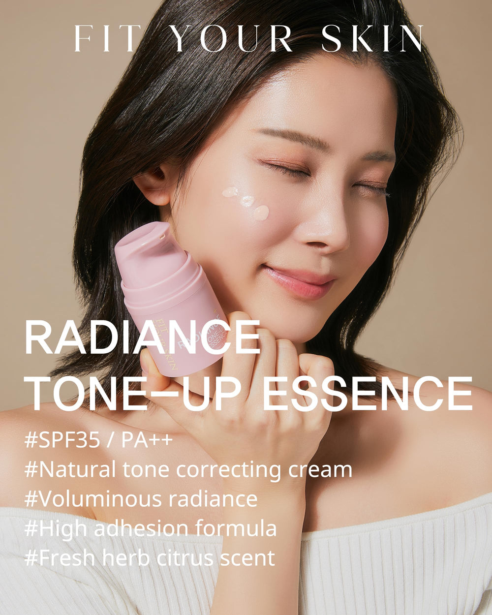 FIT YOUR SKIN Radiance Tone-Up Essence pink-beige filter smooths dull undertones