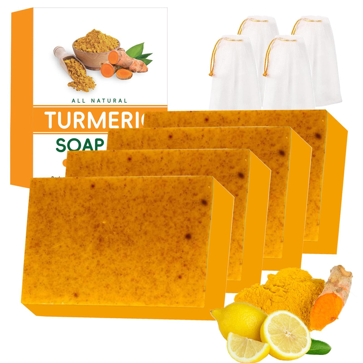 FITactic Lemon Turmeric Kojic Soap bar creates a rich lather for face and body care.