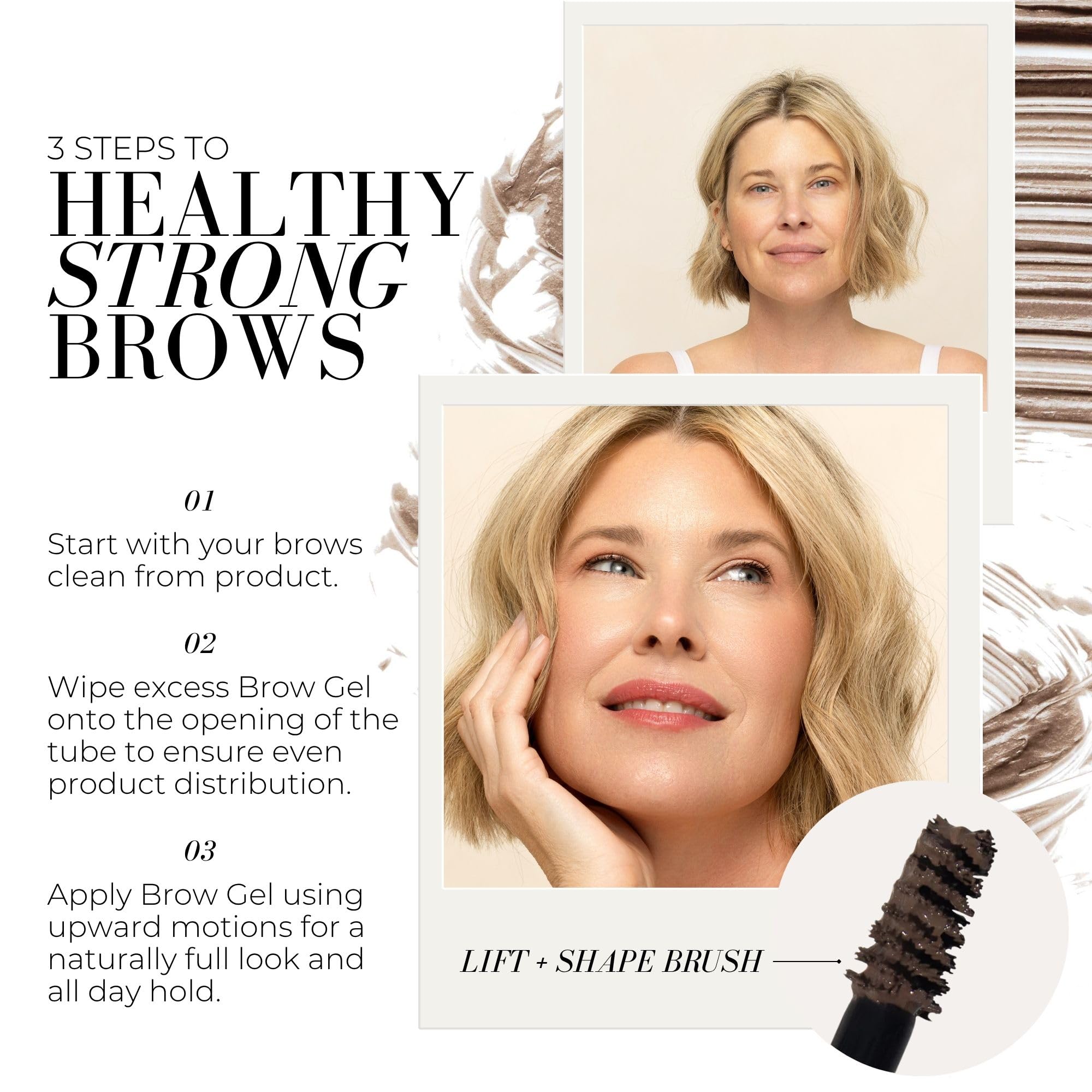 Before and after: fuller, defined brows with Fitglow Brow Gel.