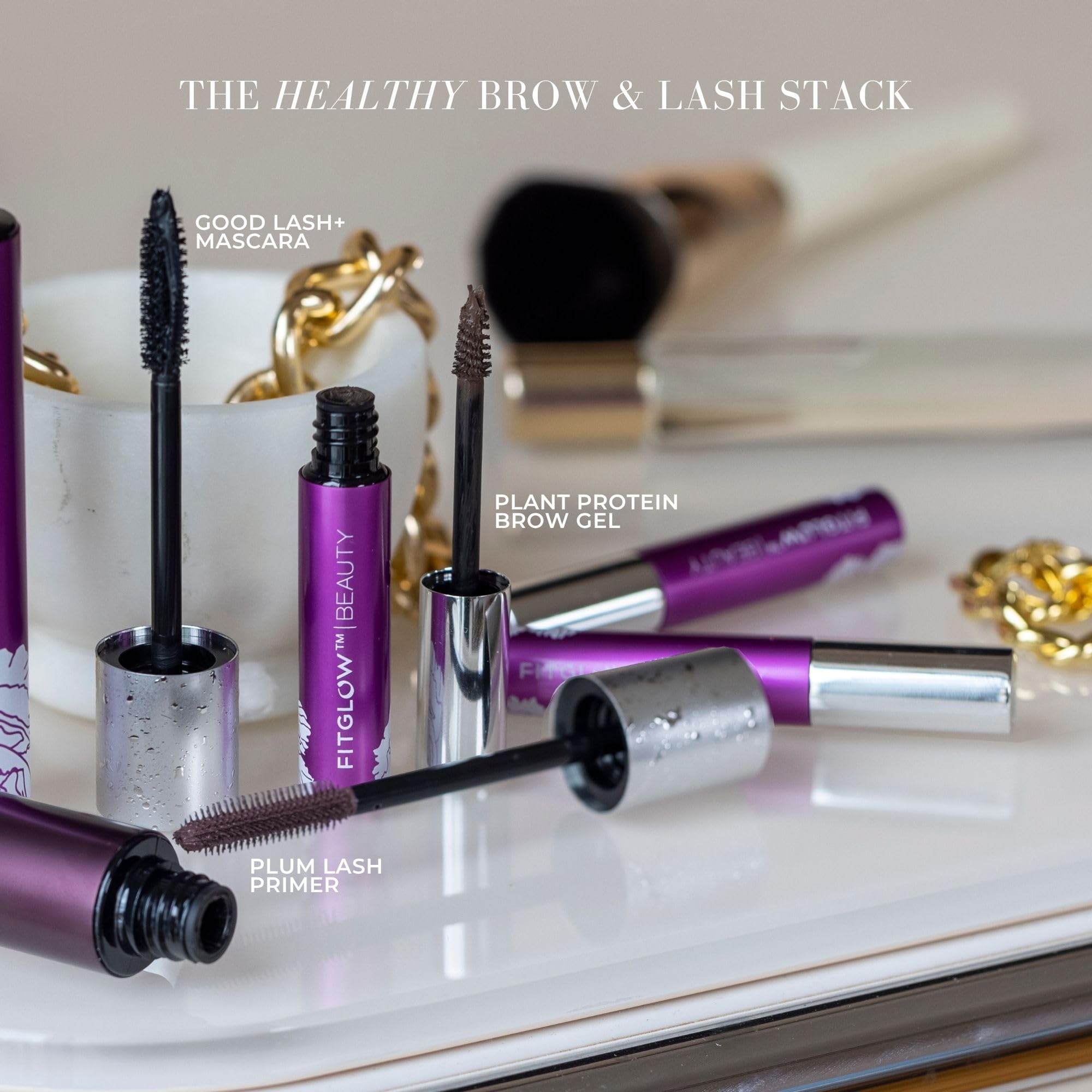 FITGLOW Brow Gel close-up on defined, healthy-looking brows.