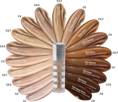 Close-up swatch matches neutral undertones for a natural finish.