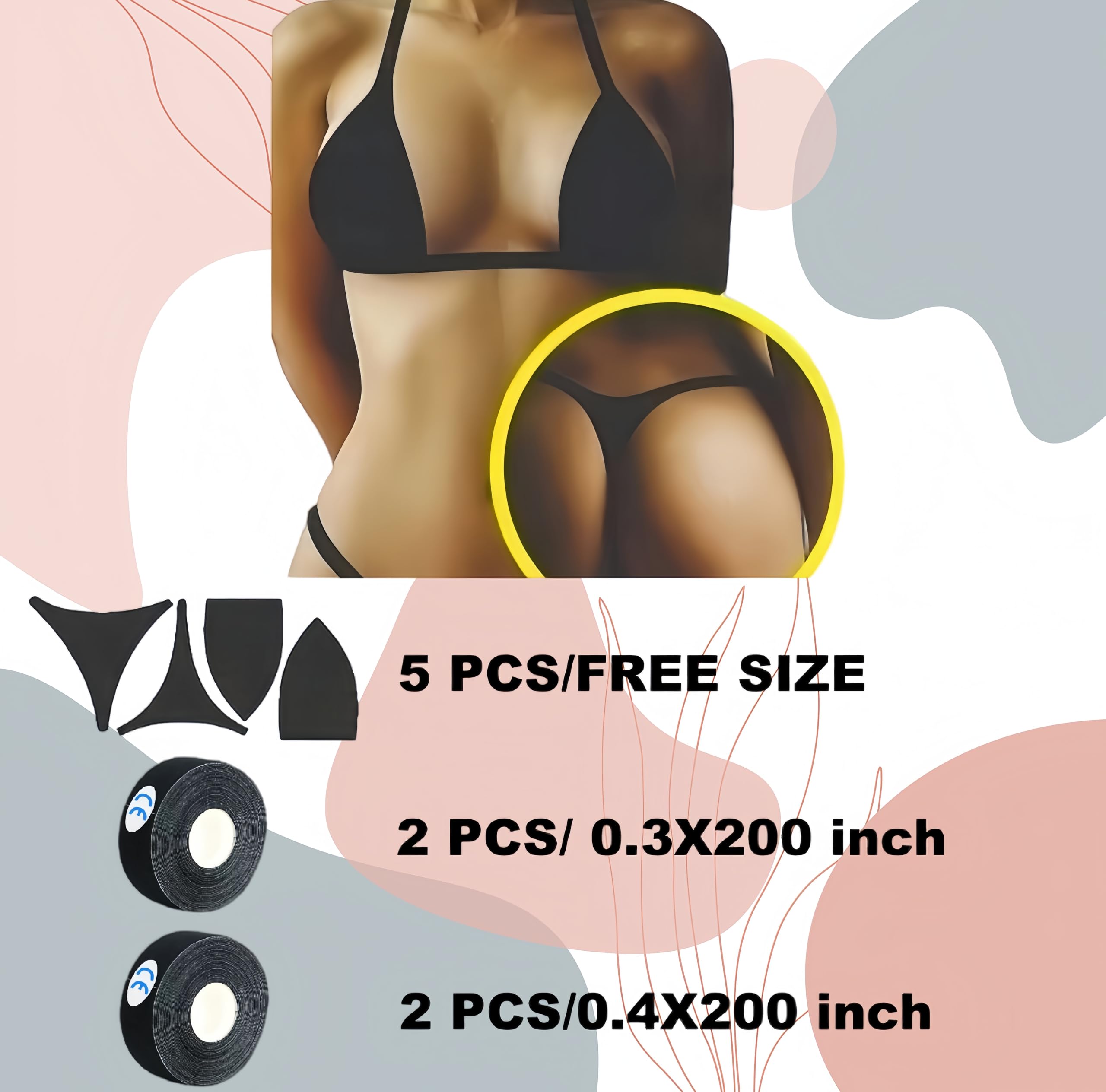 FITHUGOO bikini tape adhesive strip on skin shows comfortable, secure hold.