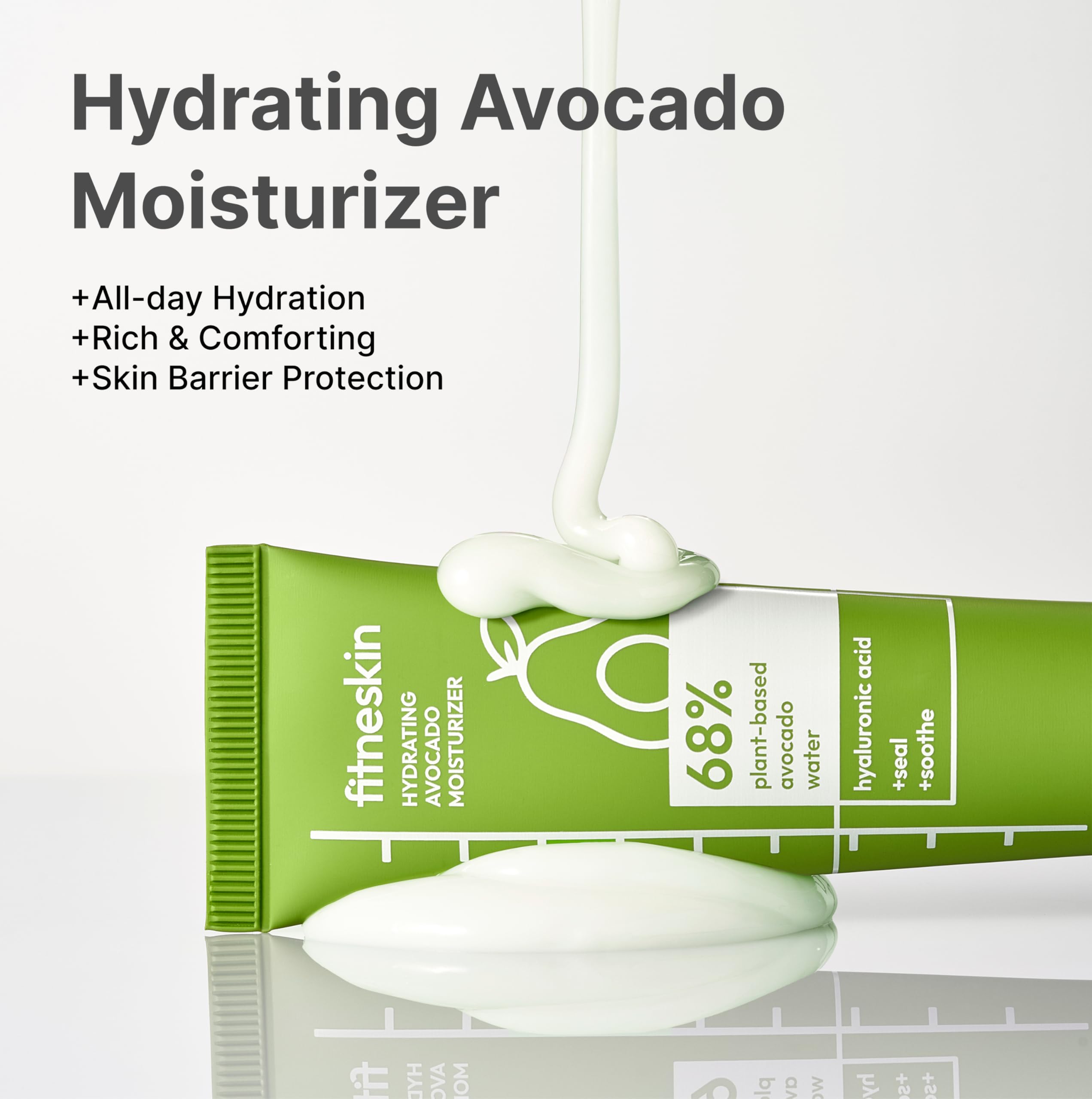 fitneskin Moisturizer texture close-up shows lightweight cream that absorbs quickly
