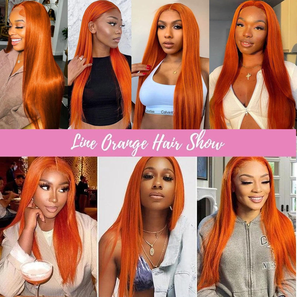 Fiumer ginger-orange wig on model suitable for wedding or cosplay.