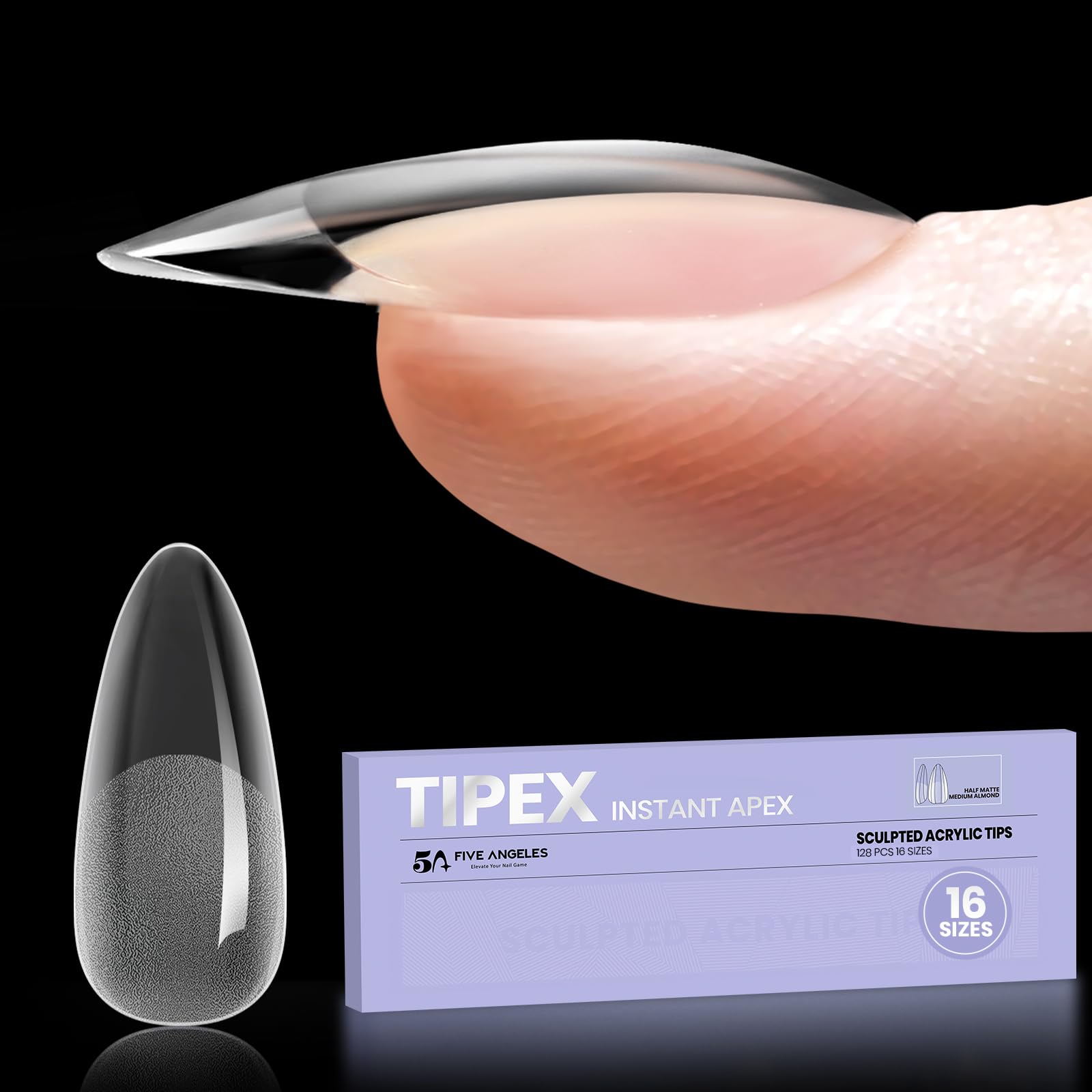 Five Angeles Tipex instant apex almond medium nails ready for fast application