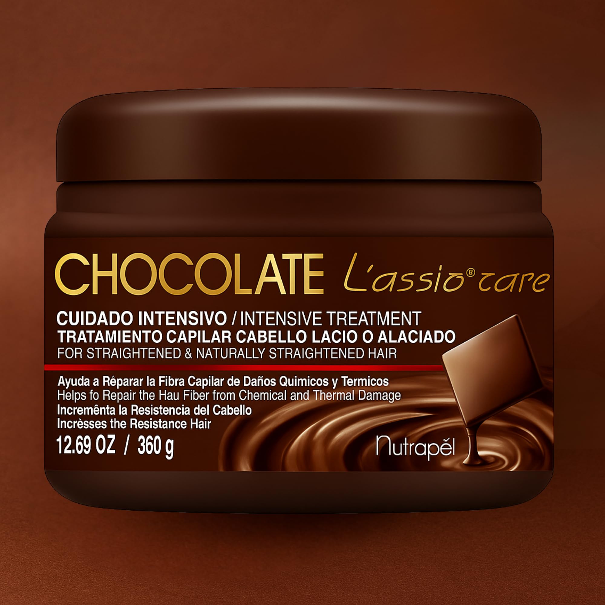 Chocolate aroma of Nutrapel L’assio Care suggests indulgent scent during use.