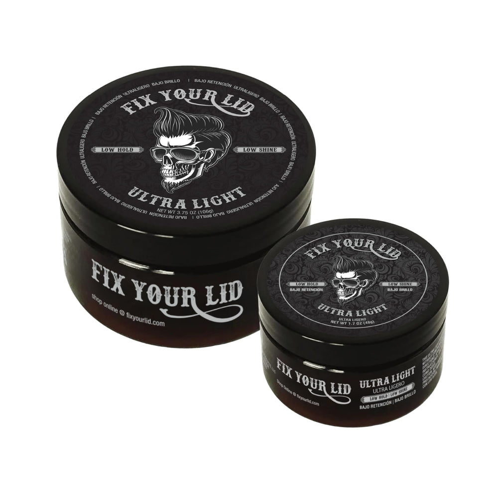 Fix Your Lid Ultra Light Pomade bottle fullsize showing easy washout and lightweight hold