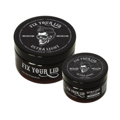 Fix Your Lid Ultra Light Pomade bottle fullsize showing easy washout and lightweight hold