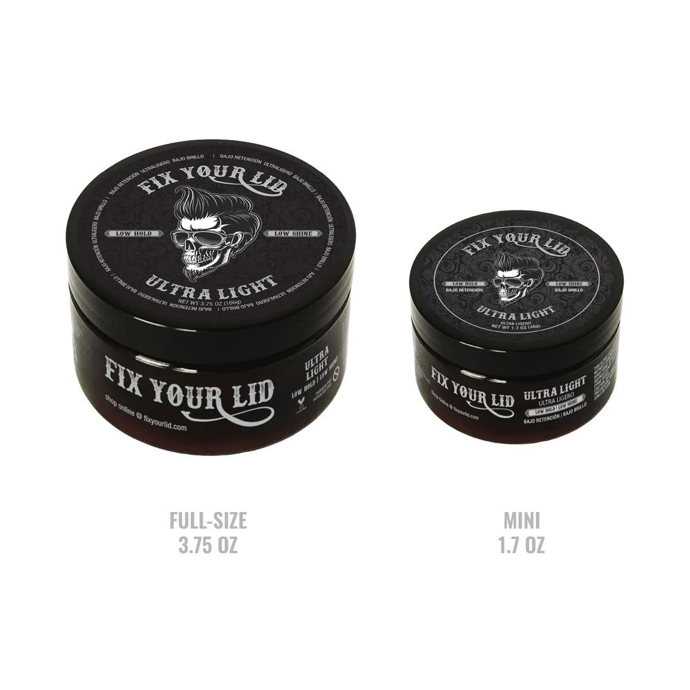 Fix Your Lid Ultra Light Pomade packaging box with clean branding