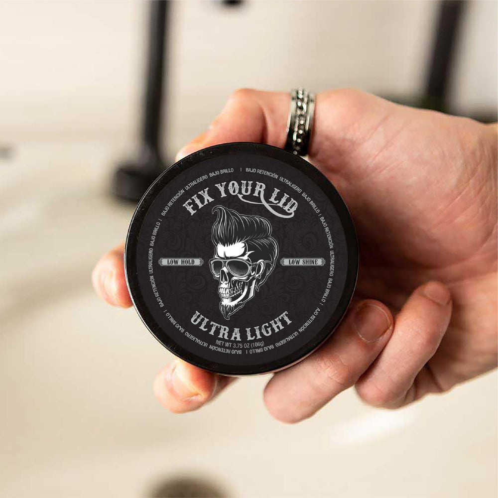 Fix Your Lid Ultra Light Pomade rinse-out closeup demonstrates water-based formula