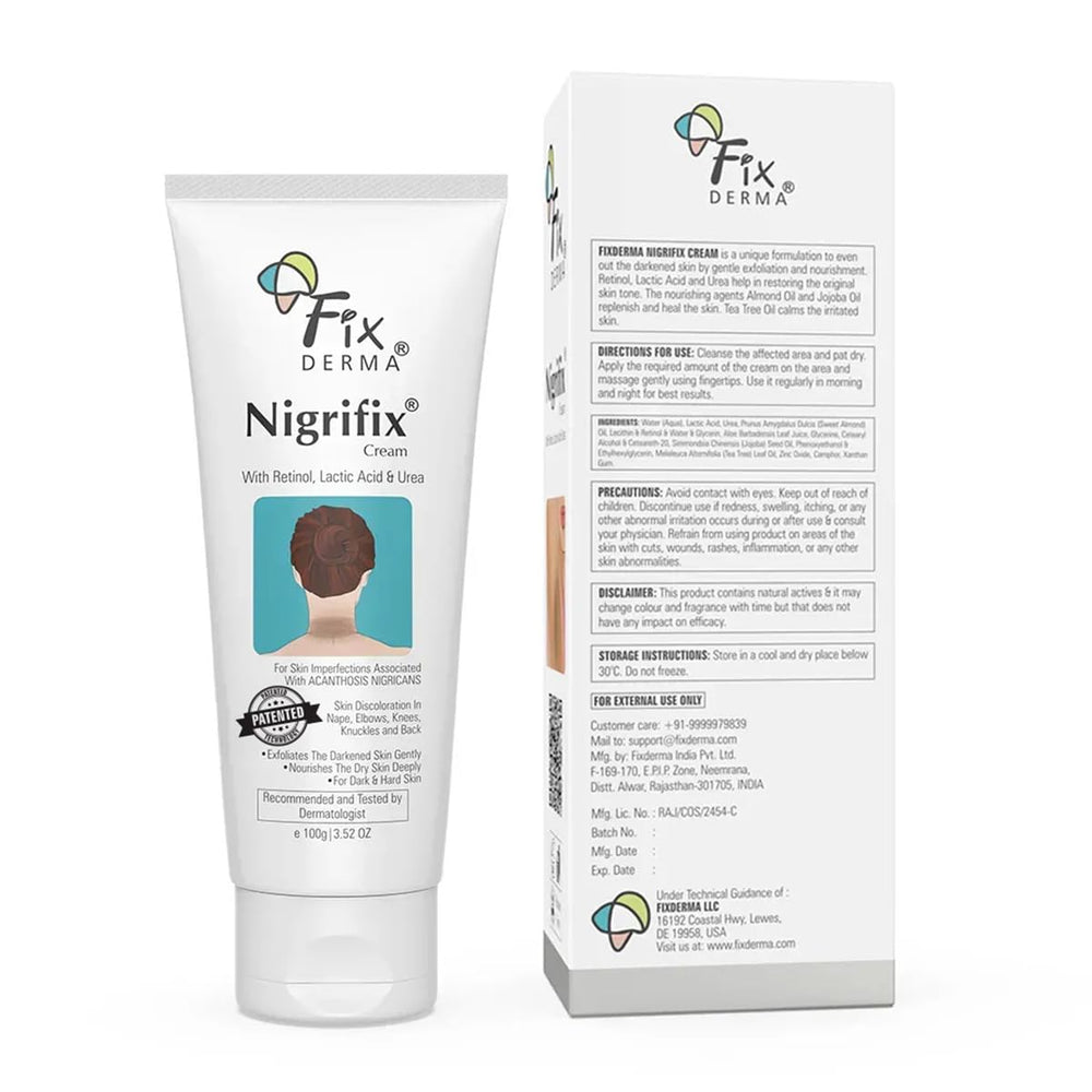 FIXDERMA Nigrifix Cream ingredients-retinol-lactic-acid for gentle exfoliation