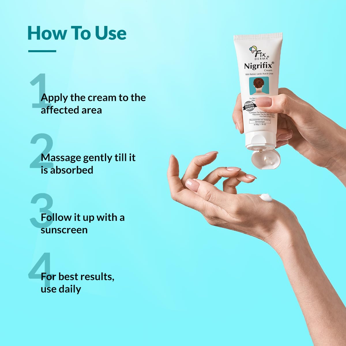 Lactic acid active in FIXDERMA Nigrifix cream for gentle exfoliation