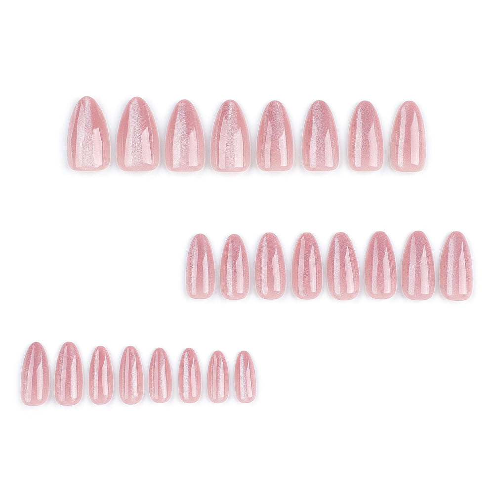 FJSMTOPl almond nails on natural hand for DIY home manicure