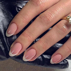 FJSMTOPl almond nails kit showing contents for quick DIY nails