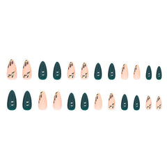 Almond nails with leaf gold lines add elegant, versatile salon-style flair