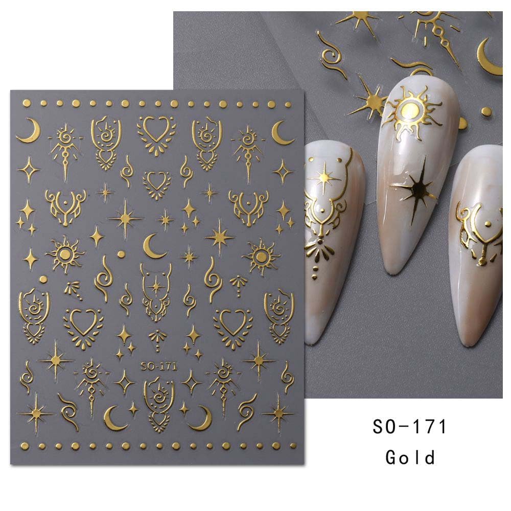 FJSMTOPl Laser gold nail decals for premium manicure accents