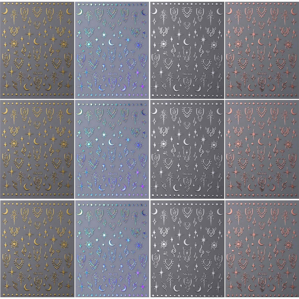 FJSMTOPl Sun Star nail art stickers with holographic shine for stylish nails