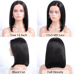 Flady bob wig 13x4 front lace edges blend with skin