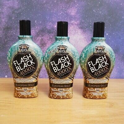 Packaging display of Flash Black European Gold 4000X premium bottle
