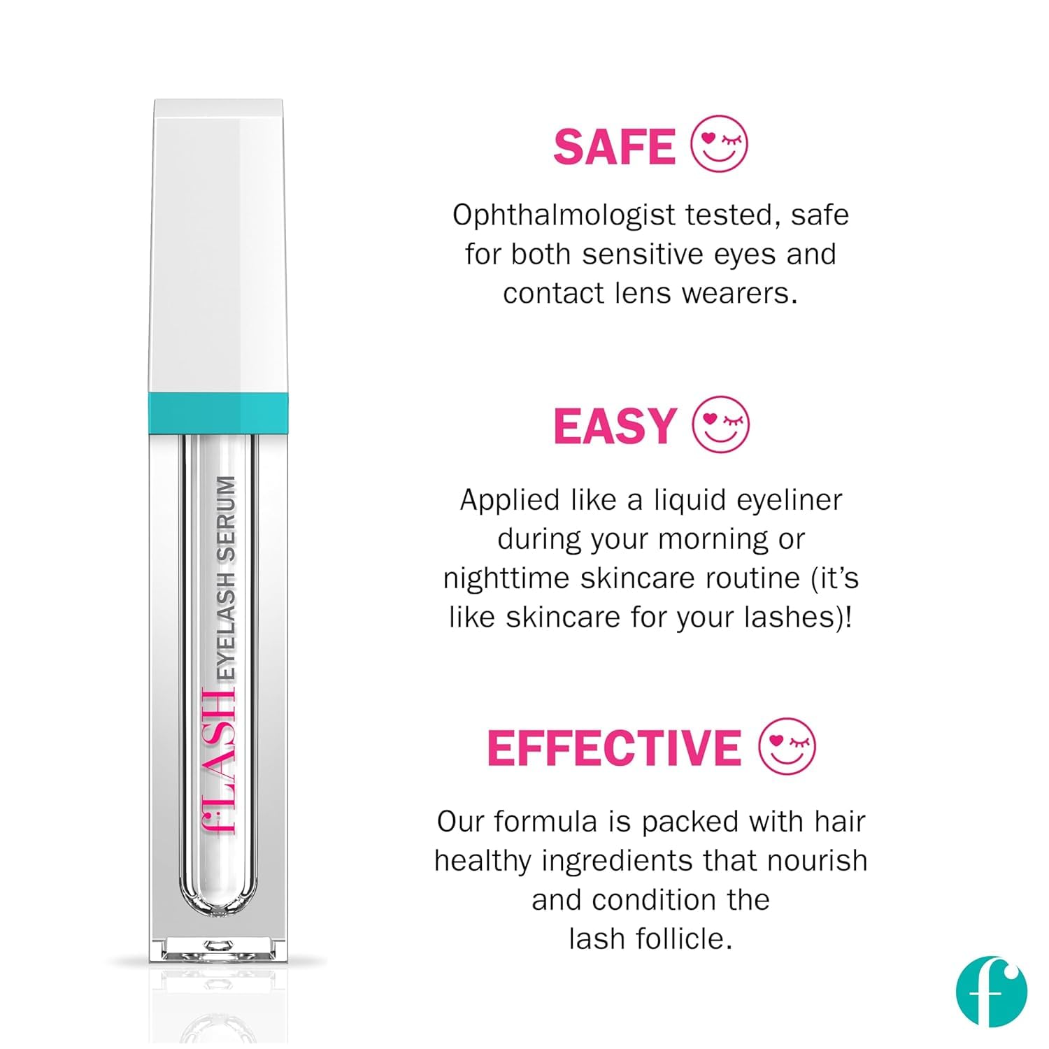 FLASHSERUM compact travel size for easy on-the-go lash care.