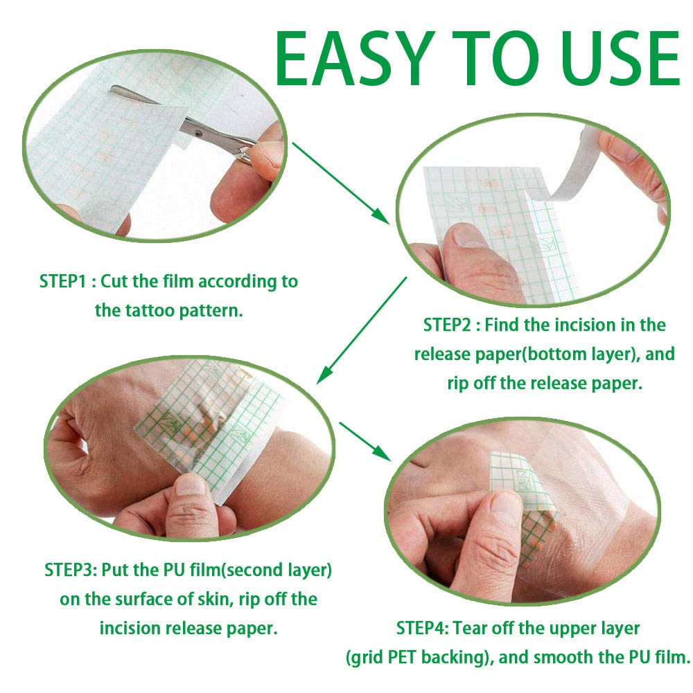 Flatoedu tattoo bandage with PU film layer for transparent protection