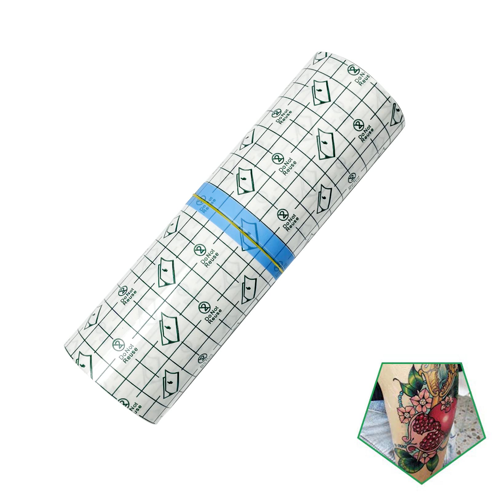 Flatoedu tattoo bandage roll 8x10 waterproof film protects fresh ink during healing.