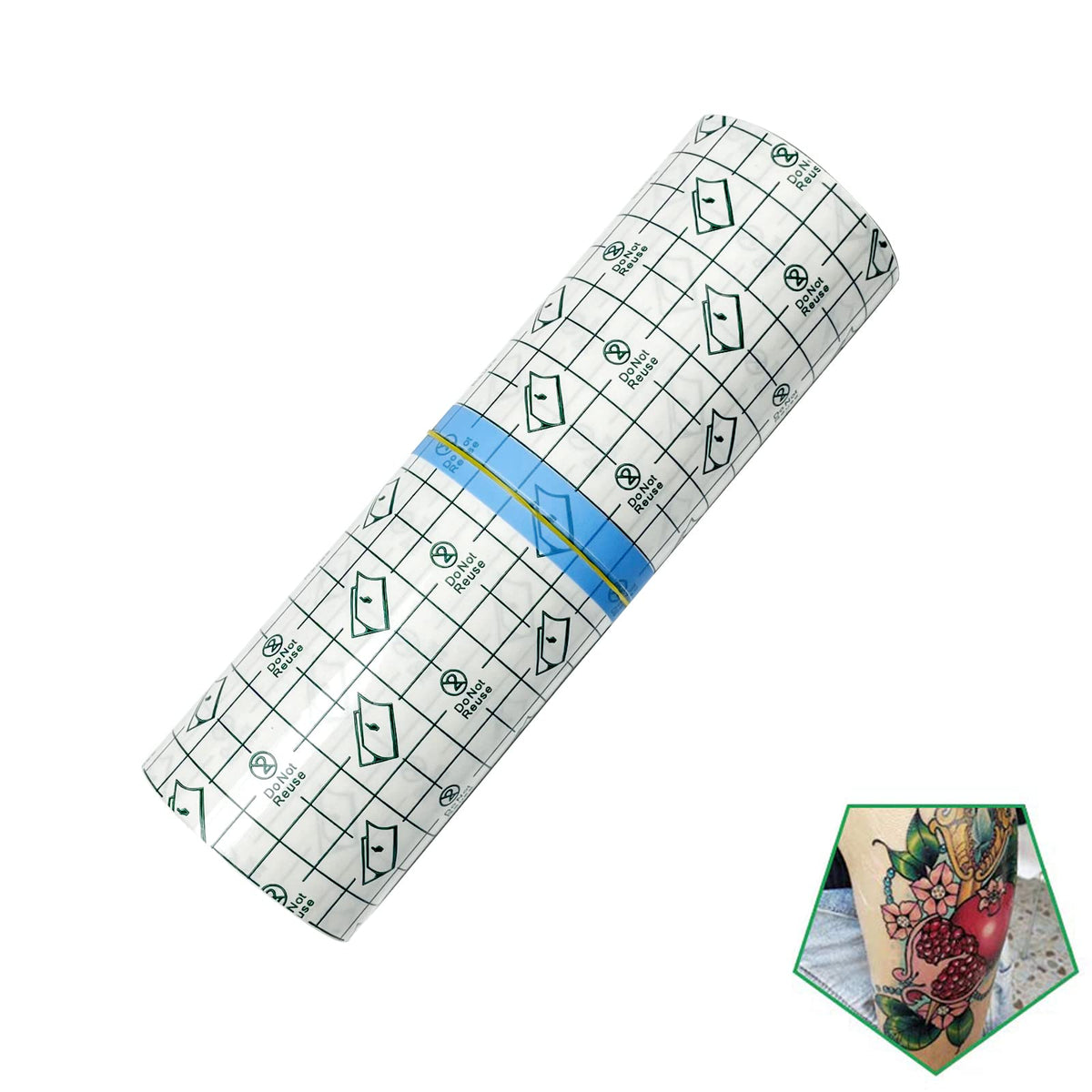 Flatoedu tattoo bandage roll 8x10 waterproof film protects fresh ink during healing.