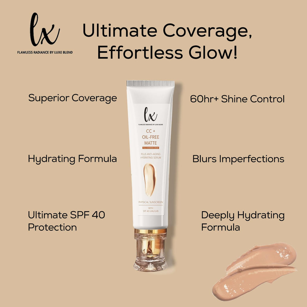 Arm swatch of Luxe Blend CC+ Cream shows buildable coverage and natural look.