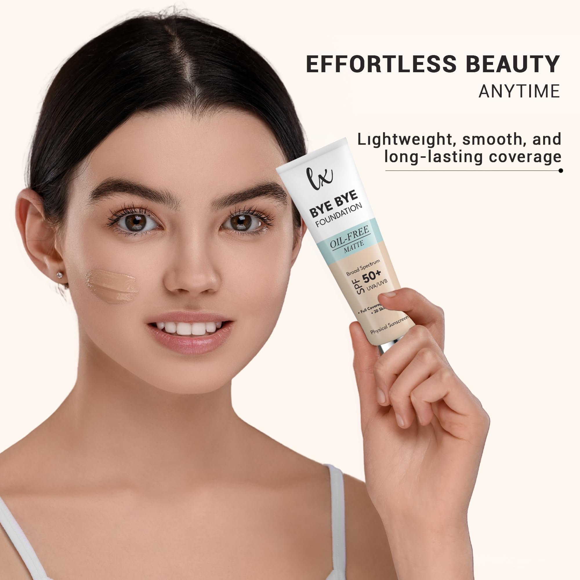 Flawless Radiance Bye Bye Foundation swatch blending for even tone.