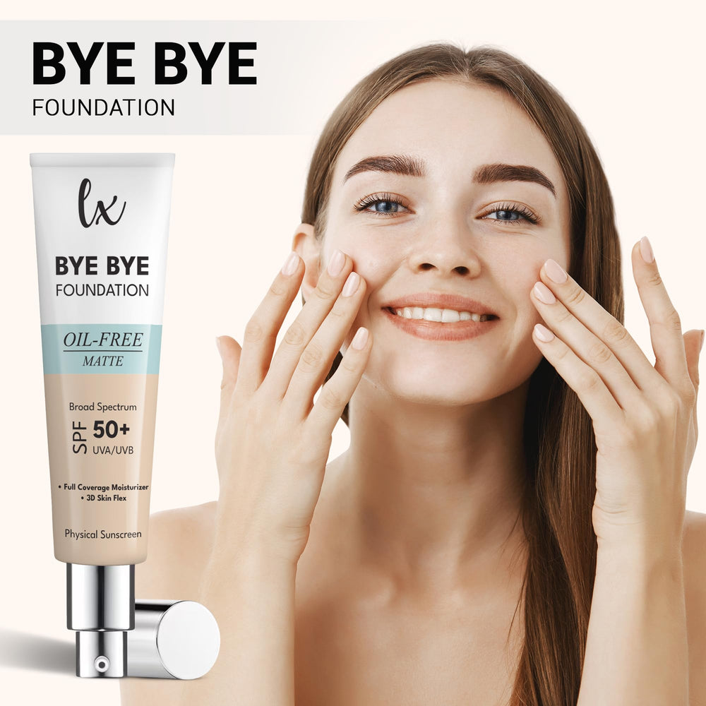 Skin swatch close-up highlights even tone with a natural matte finish.