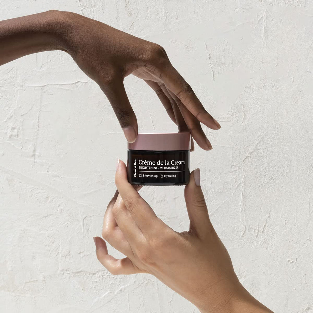 Fleur & Bee Brightening Moisturizer application on hands for daily care