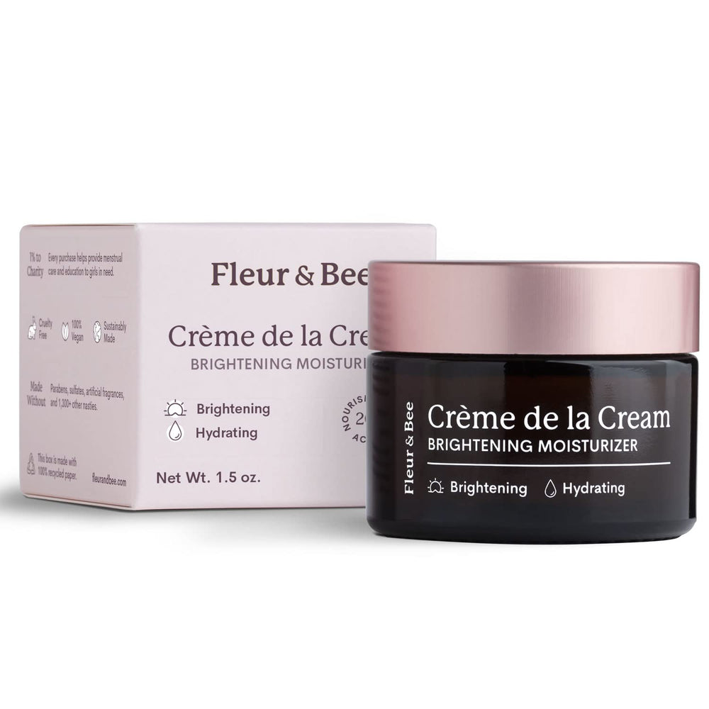 Fleur & Bee Brightening Moisturizer bottle front view for radiant, even skin
