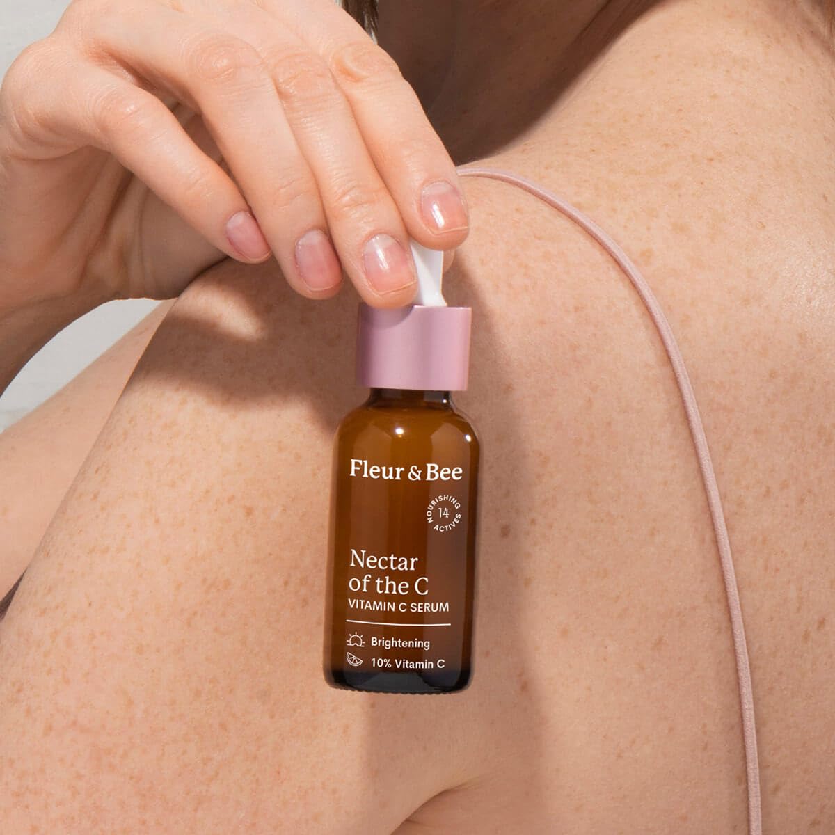 Nectar of the C serum dropper dispensing vitamin C for gentle application.