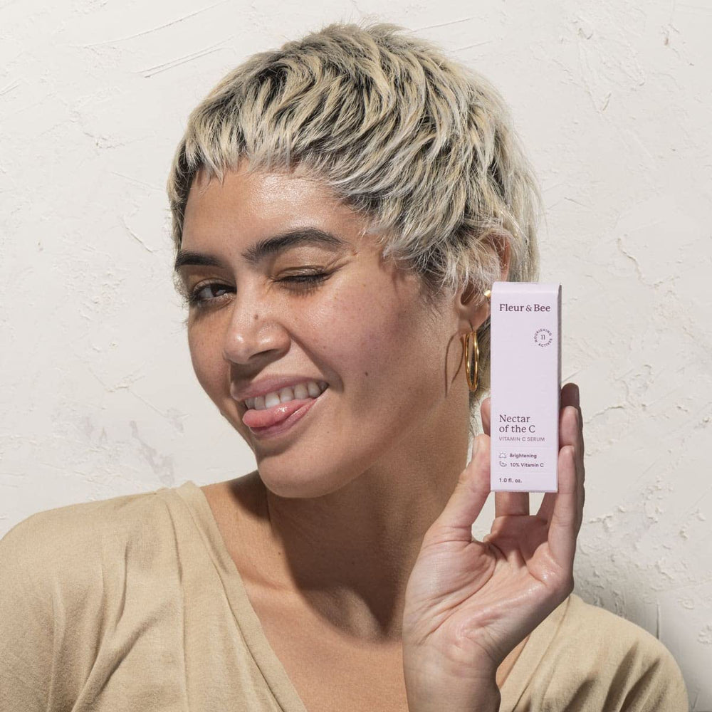 Nectar of the C serum shown in daily routine with vegan skincare.