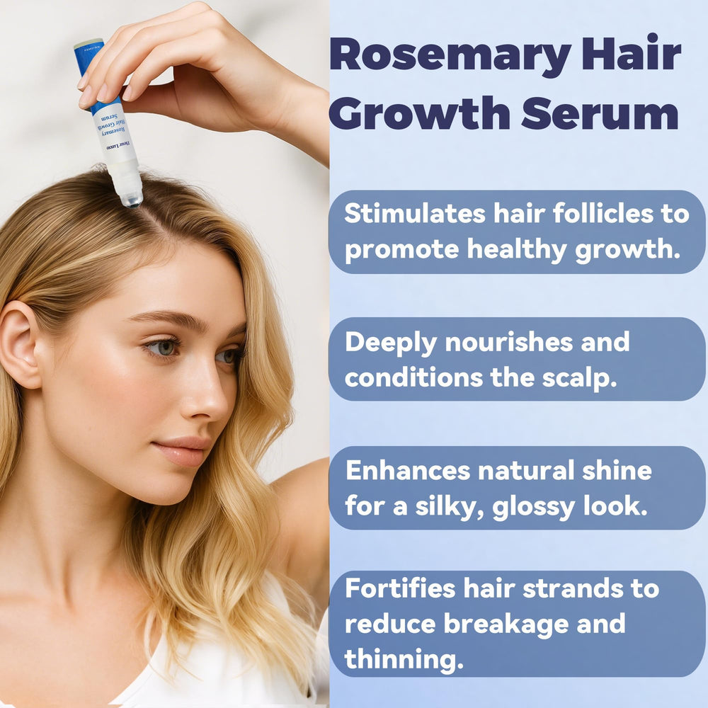 Fleur Luxxe Rosemary Serum Roll-On texture close-up shows lightweight, non-greasy feel