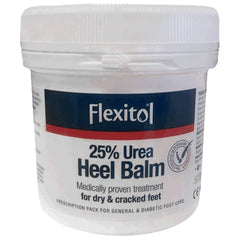 Flexitol Heel Balm 500g tub with lid seal, ensuring fresh, convenient daily foot care.
