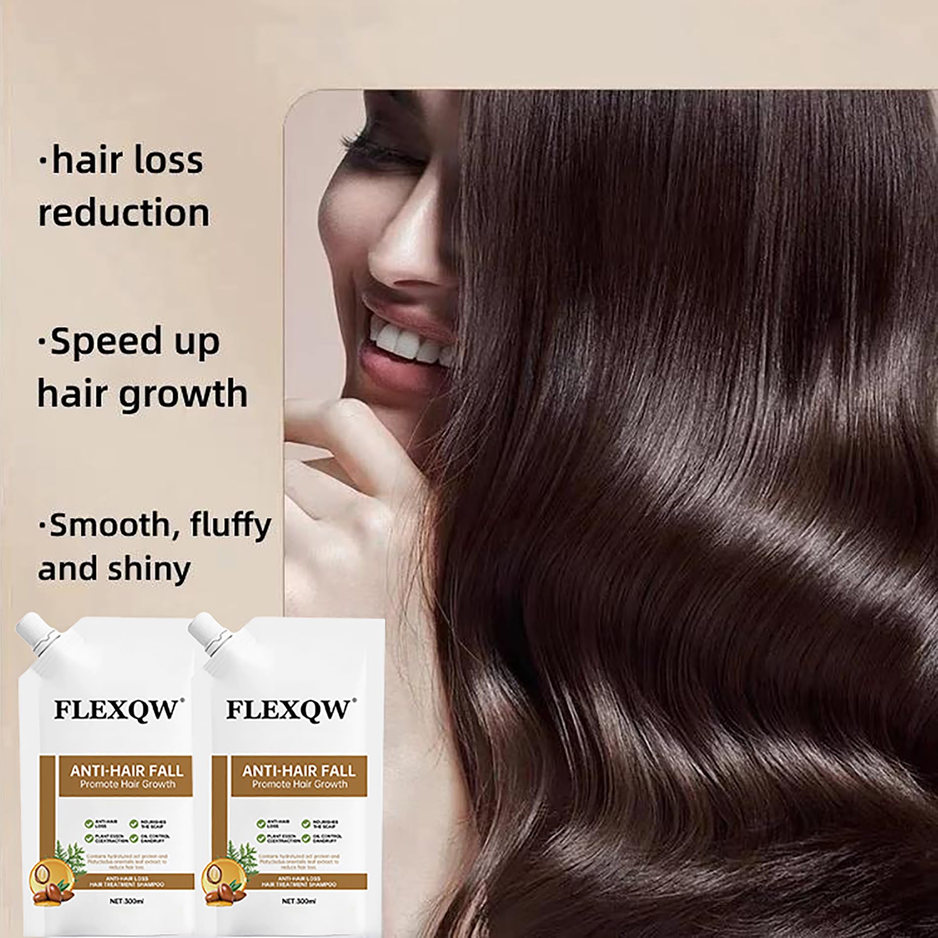 FLEXQW shea butter and argan oil close-up promising soft, manageable hair