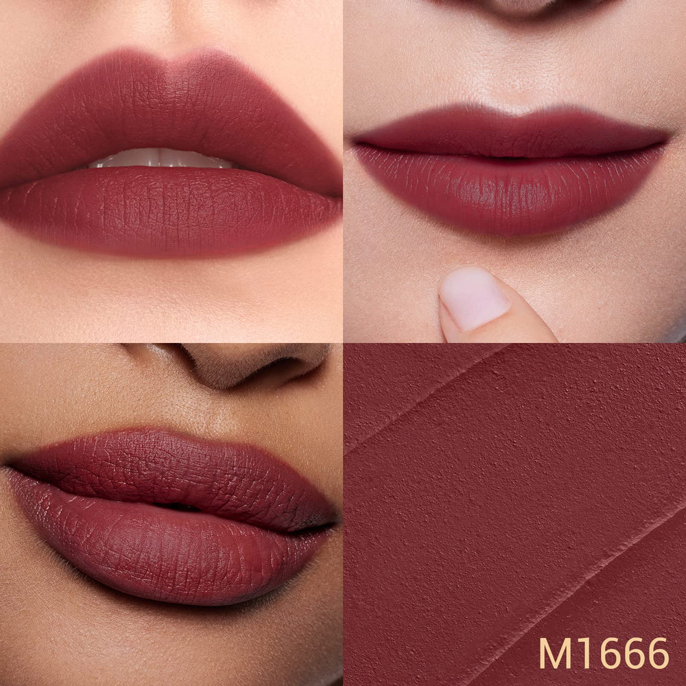 FLORASIS Blooming Rouge Misty Matte finish swatch emphasizes color payoff and smooth texture