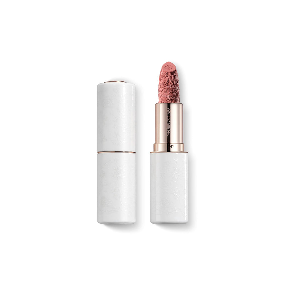 FLORASIS Blooming Rouge lipstick packaging detail highlighting porcelain-inspired craftsmanship for premium presentation.
