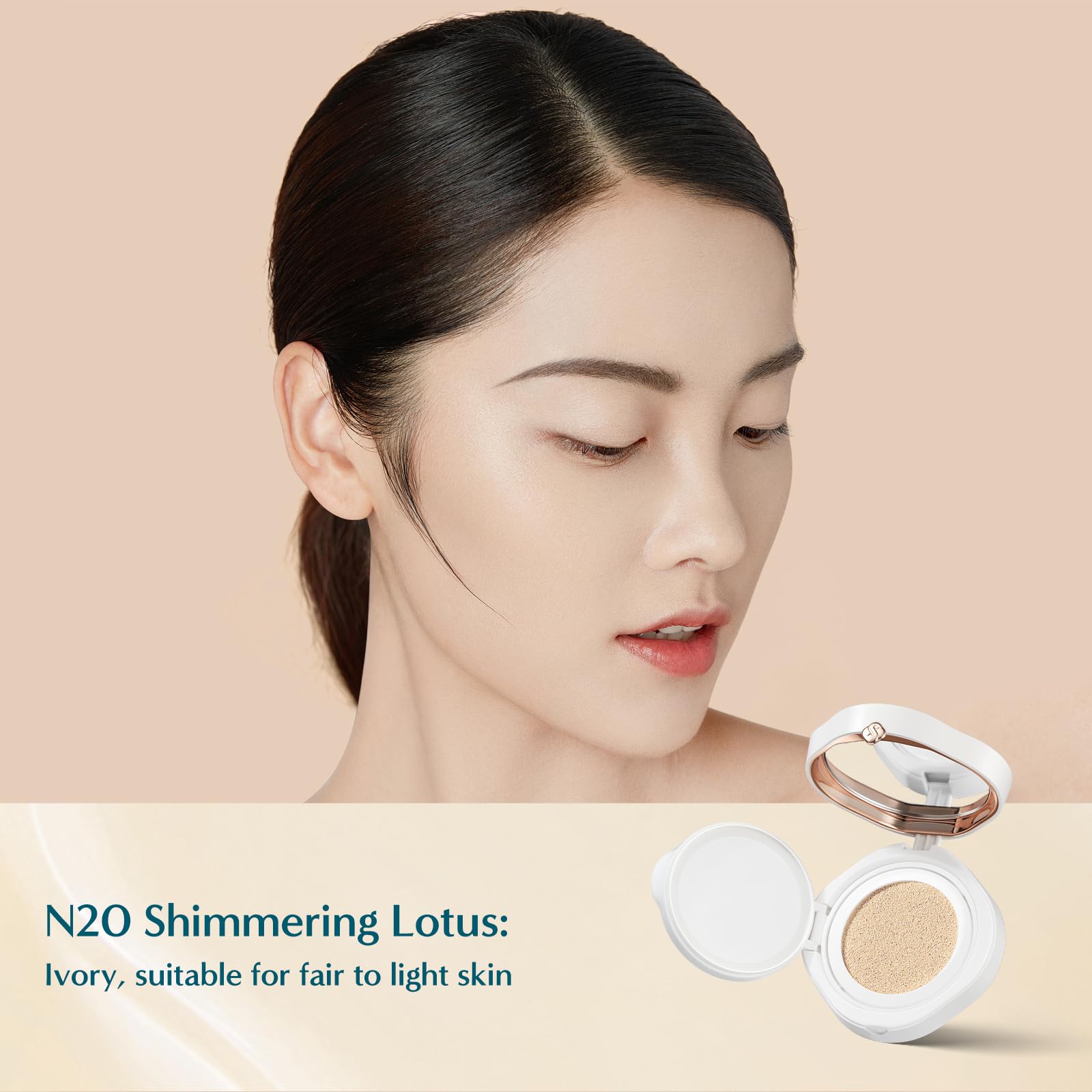 Florasis Flawless Jade N20 Shimmering Lotus swatch demonstrates luminous, natural coverage