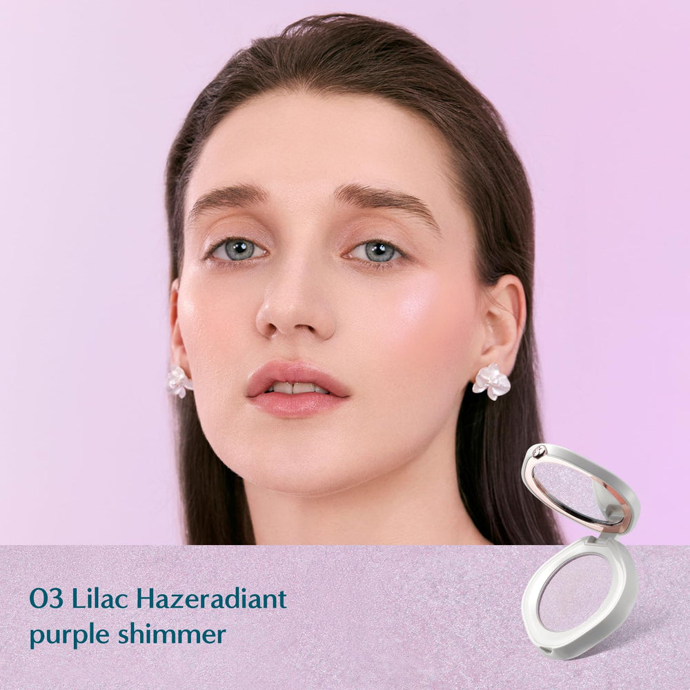 FLORASIS Gentle Waves Aqua Glow Highlighter 03 Lilac Haze provides enduring radiance that lasts from dawn to dusk.