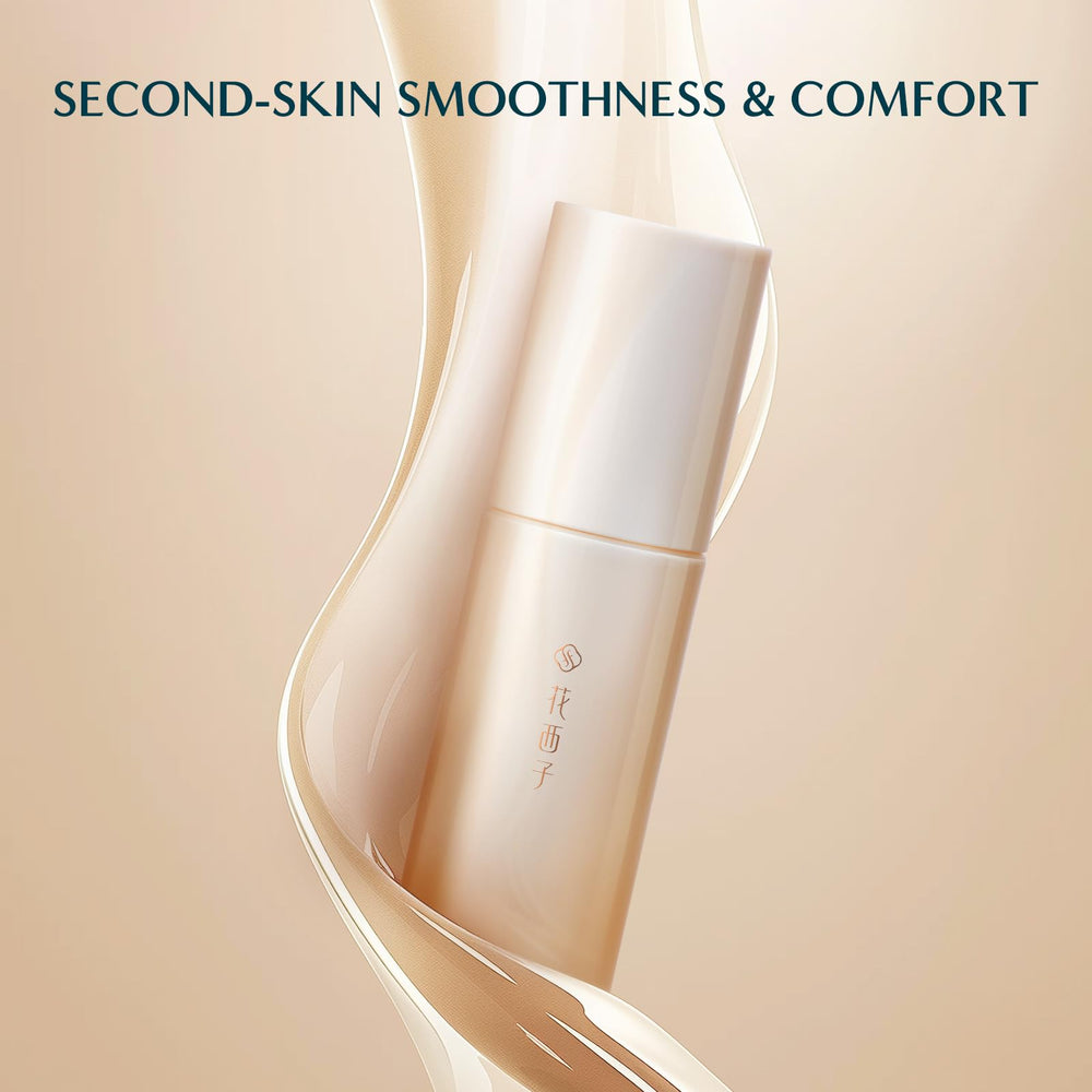FLORASIS Serum Touch applicator swirl demonstrates smooth blending for even complexion.