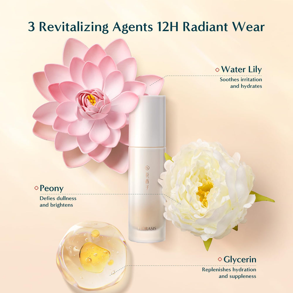FLORASIS Serum Touch texture closeup highlights feather-light feel and second-skin comfort.