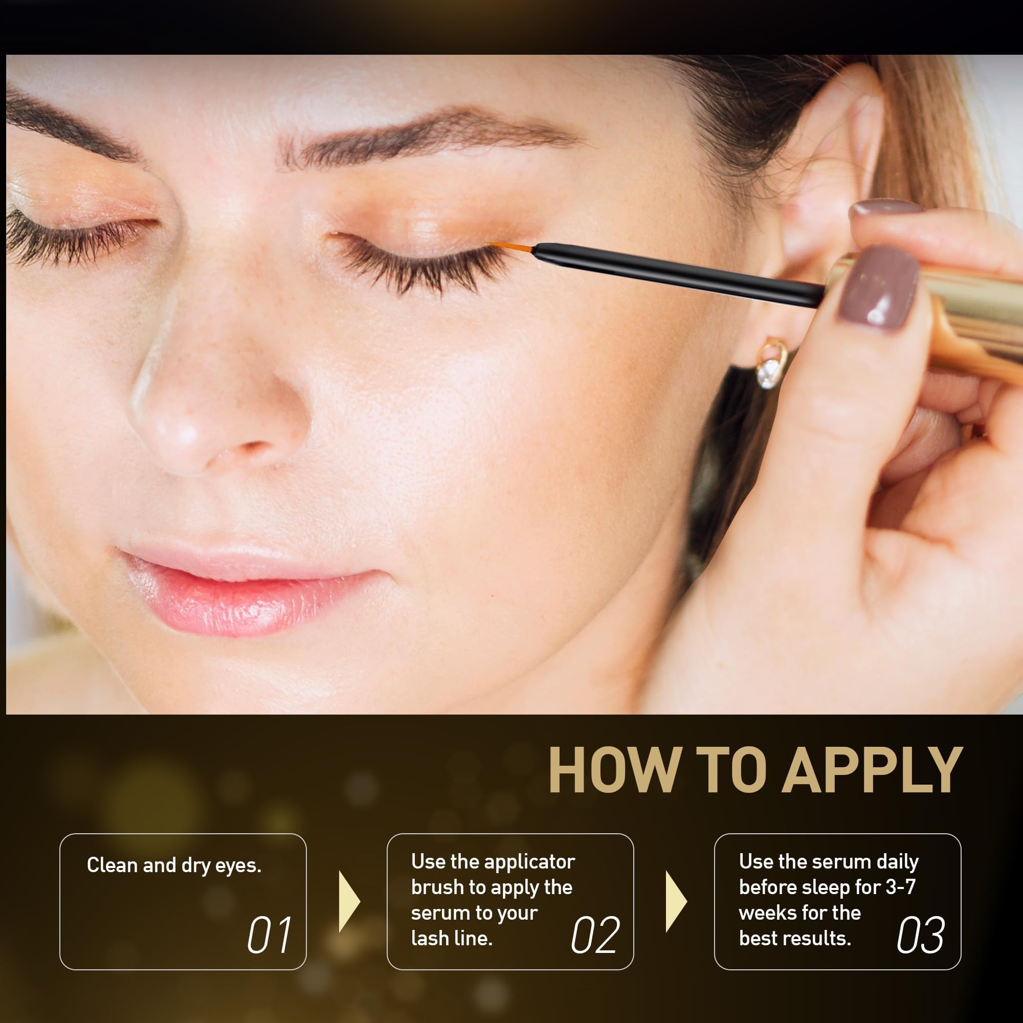 Lifestyle shot with brows and lashes and natural makeup showcases versatility.