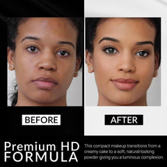 Flori Roberts cream-to-powder foundation applied on skin with smooth blend
