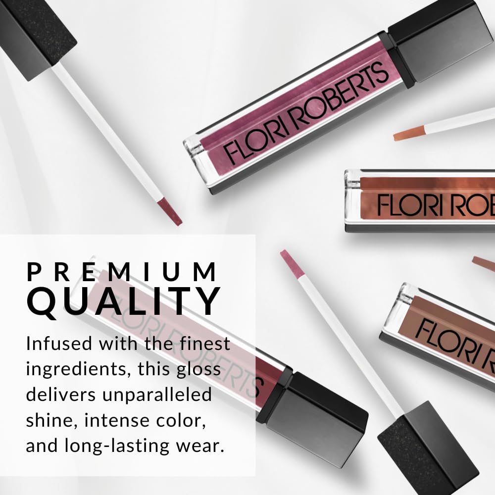 Flori Roberts Lip Shine on color-deep skin for radiant, non-sticky shine