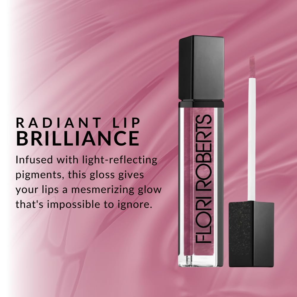 Flori Roberts Lip Shine packaging highlighting premium branding and shade range
