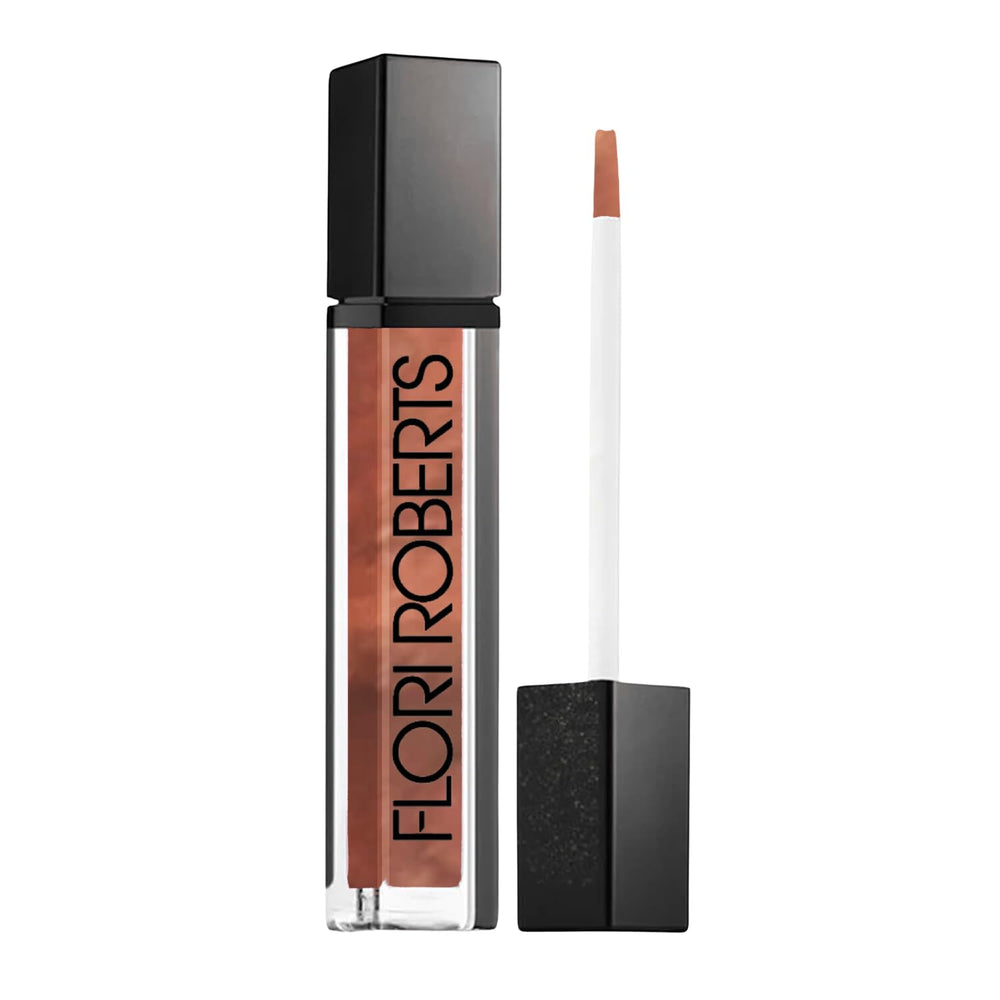 Flori Roberts Mineral Base Lip Shine swatch showing pigment-rich shade for deeper skin tones
