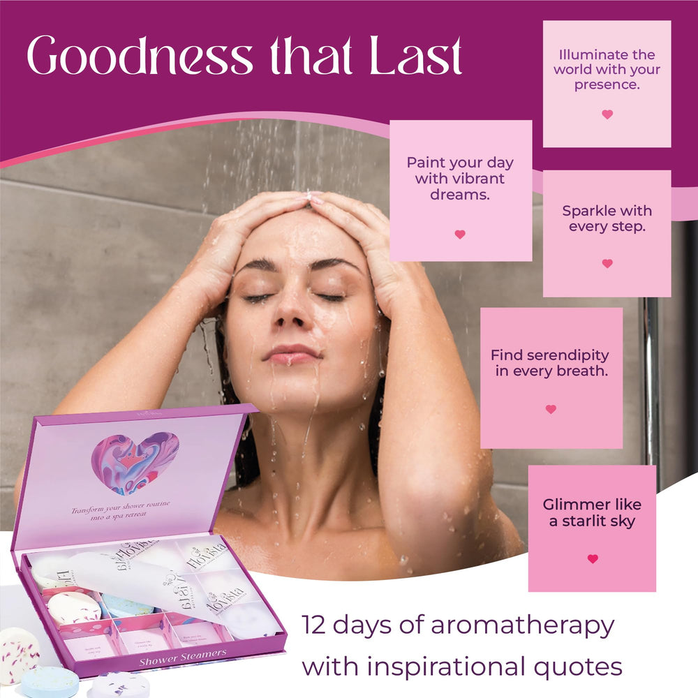 Flovista stress-relief use in shower for quick mood refresh.